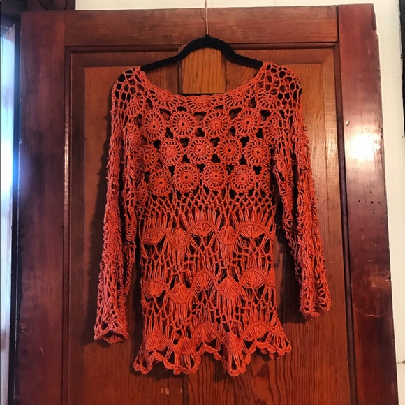 Tops - Melon Crocheted Top